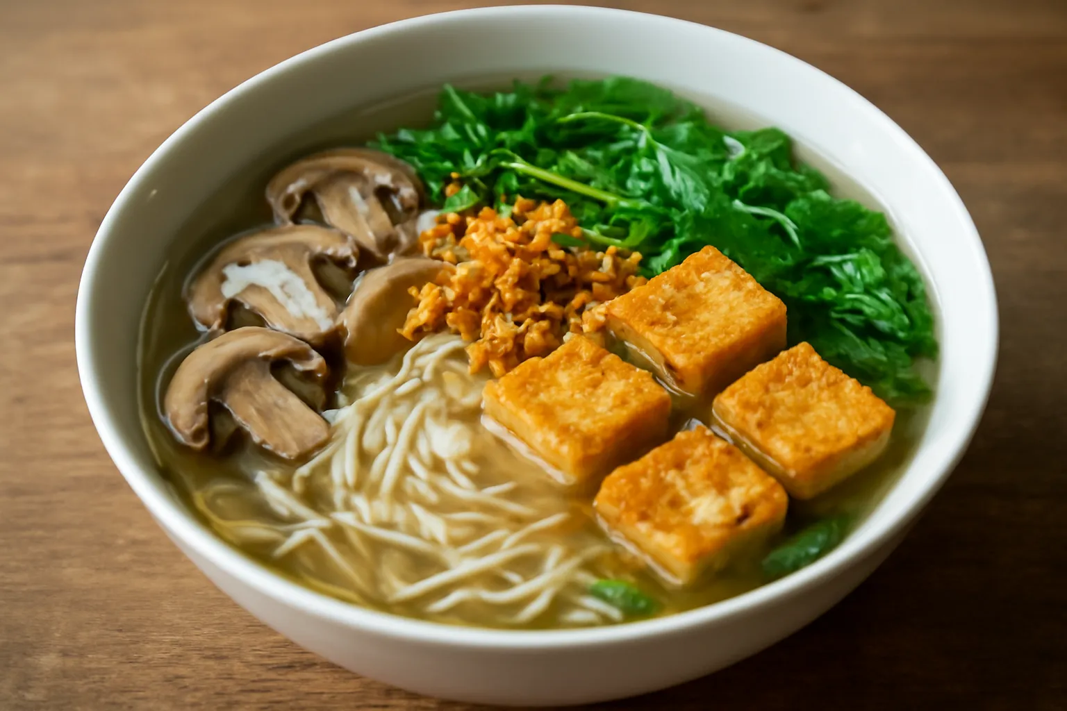 Tô hủ tiếu chay nước trong với topping nhiều màu